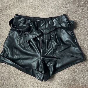 Abercrombie & Fitch faux leather black shorts - size M